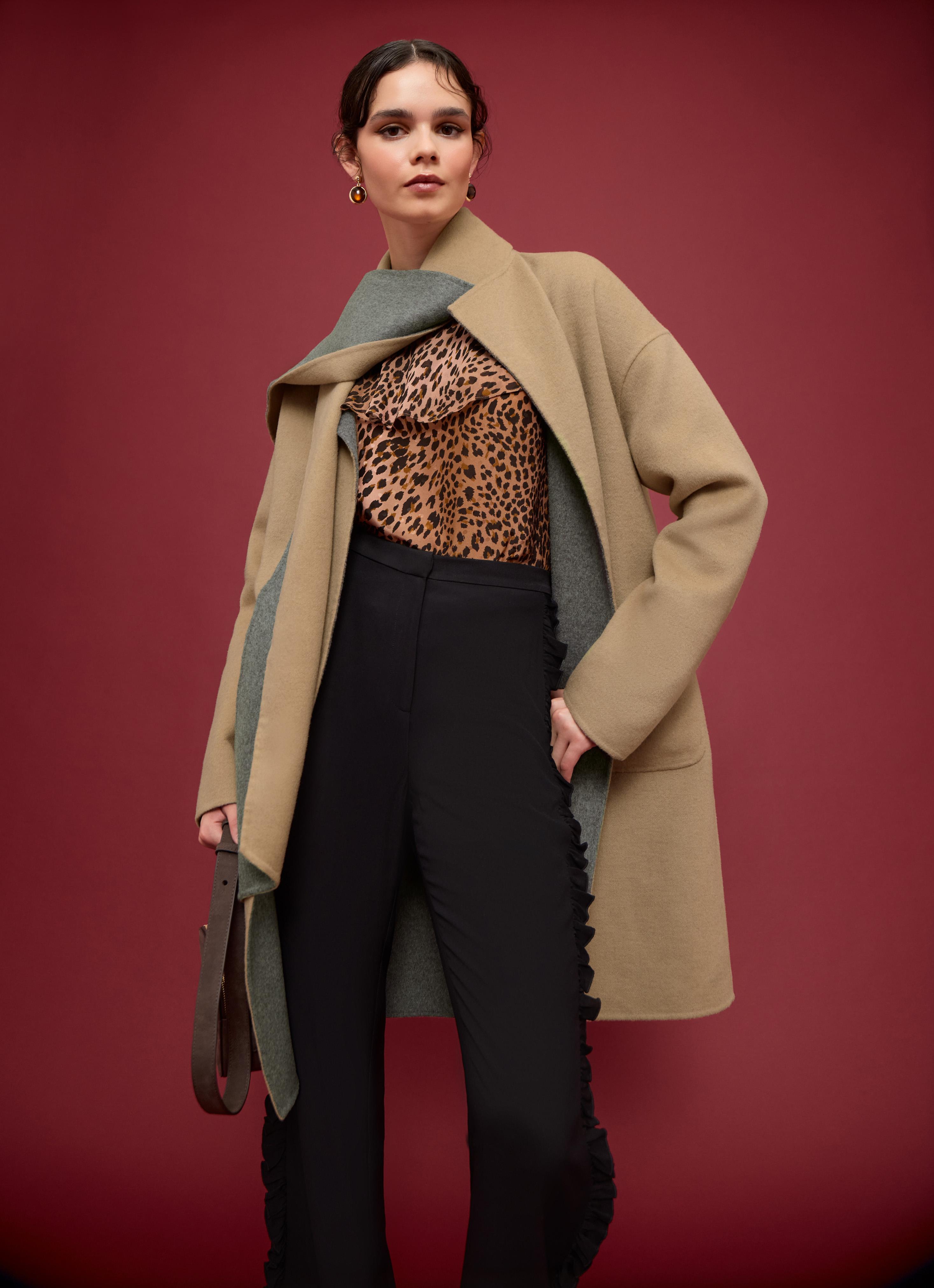 Ivy Wool Blend Grey Camel Coat | Coats & Jackets | Clothing